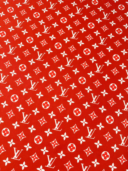 Craft Red With White LV Cotton And Polyester Cloth Fabric For DIY Handicraft Apparel