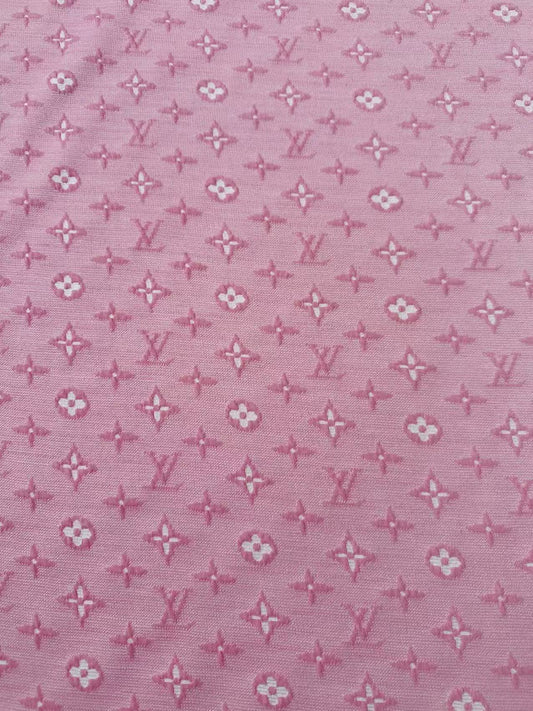 Fashion Pink LV Embossed Jacquard Cloth Fabric For Handmade Clothing By Yard