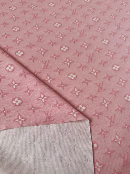 Fashion Pink LV Embossed Jacquard Cloth Fabric For Handmade Clothing By Yard