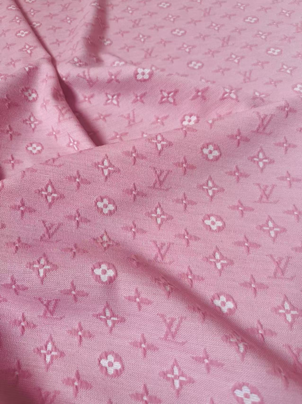 Fashion Pink LV Embossed Jacquard Cloth Fabric For Handmade Clothing By Yard