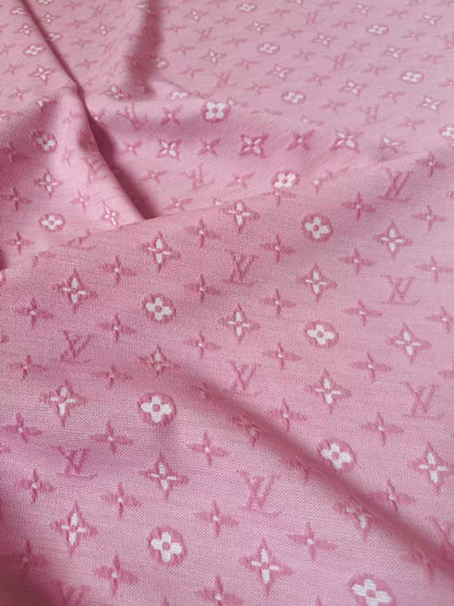 Fashion Pink LV Embossed Jacquard Cloth Fabric For Handmade Clothing By Yard