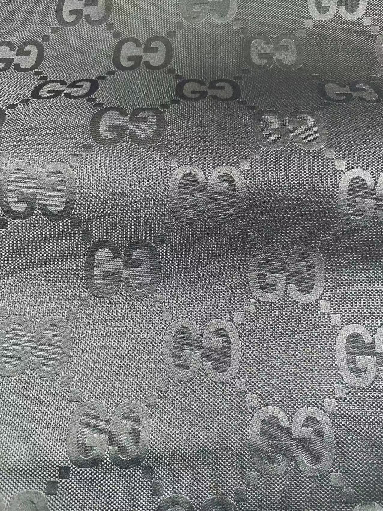 Classic 2.3 Inch Gucci Canvas Jacquard Cloth Fabric For Sewing Handicraft By Yards (Black)