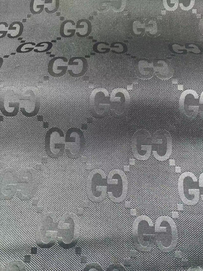 Classic 2.3 Inch Gucci Canvas Jacquard Cloth Fabric For Sewing Handicraft By Yards (Black)