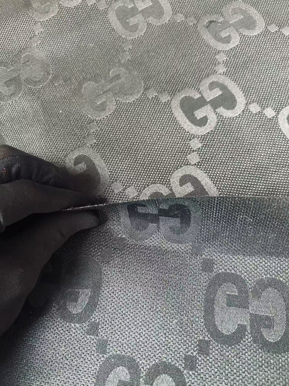 Classic 2.3 Inch Gucci Canvas Jacquard Cloth Fabric For Sewing Handicraft  By Yards (Black)