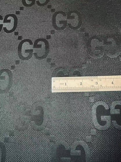 Classic 2.3 Inch Gucci Canvas Jacquard Cloth Fabric For Sewing Handicraft By Yards (Black)