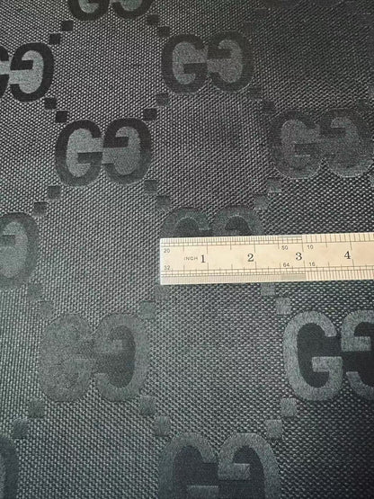 Classic 2.3 Inch Gucci Canvas Jacquard Cloth Fabric For Sewing Handicraft  By Yards (Black)