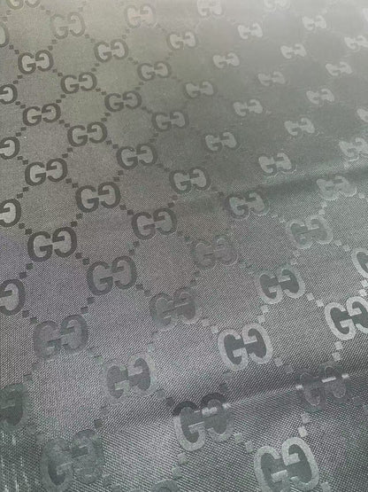Classic 2.3 Inch Gucci Canvas Jacquard Cloth Fabric For Sewing Handicraft By Yards (Black)