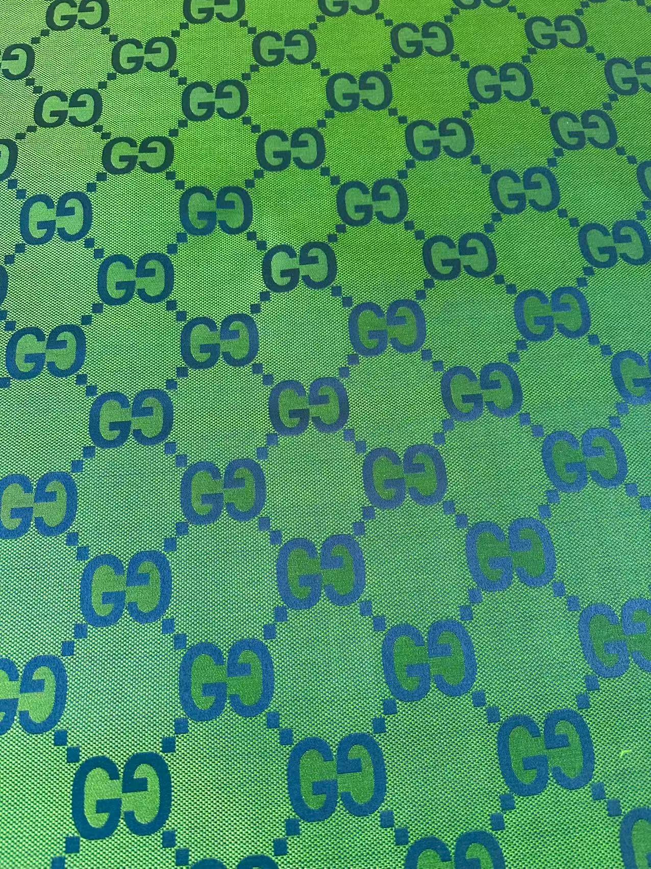 Classic 2.3 Inch Gucci Canvas Jacquard Cloth Fabric For Sewing Handicraft By Yards (Green)