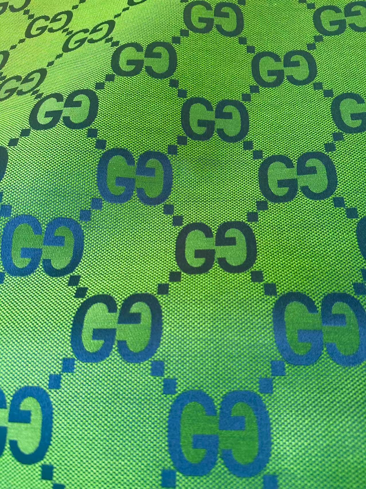 Classic 2.3 Inch Gucci Canvas Jacquard Cloth Fabric For Sewing Handicraft By Yards (Green)