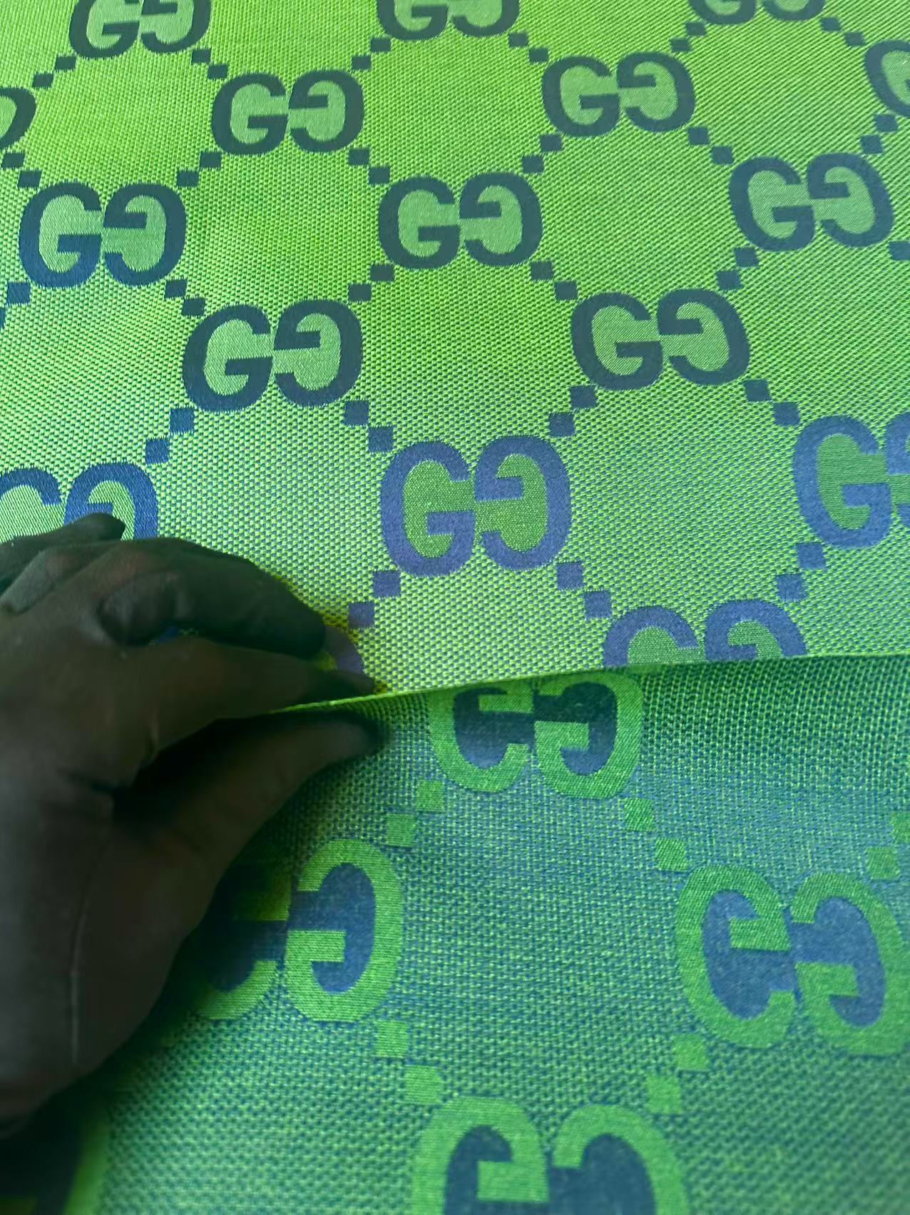 Classic 2.3 Inch Gucci Canvas Jacquard Cloth Fabric For Sewing Handicraft By Yards (Green)