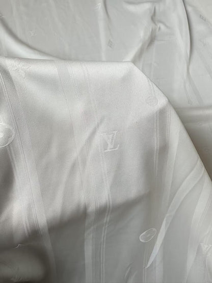 Craft LV White Silk Jacquard Cloth Fabric For Sewing Clothing By Yard