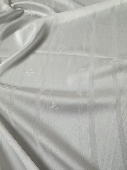 Craft LV White Silk Jacquard Cloth Fabric For Sewing Clothing By Yard