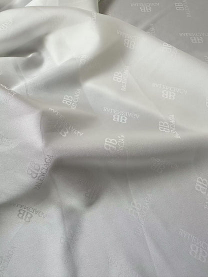 Craft Balenciaga White Silk Jacquard Cloth Fabric For Sewing Clothing By Yard