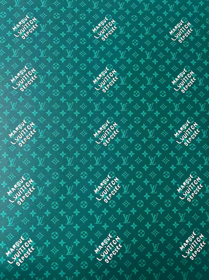 Craft Best Quality Green LV Vinyl Leather For Handmade Sneaker,Upholstery,Furniture By Yard