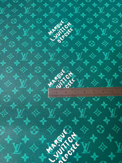 Craft Best Quality Green LV Vinyl Leather For Handmade Sneaker,Upholstery,Furniture By Yard
