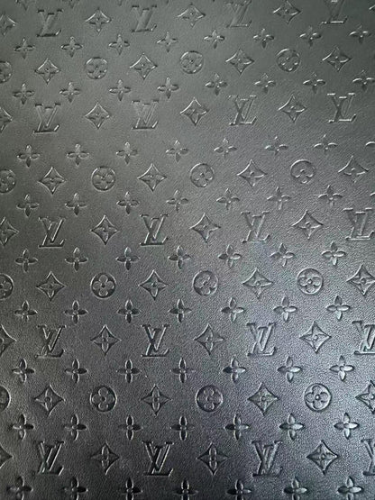 Craft 0.5 Inch LV Black Embossed Leather For Handmade Upholstery,Shoes Goods By Yard