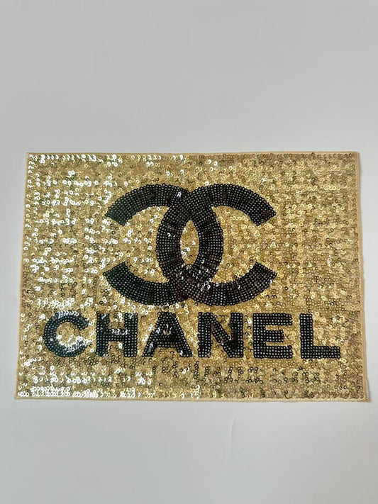 Craft Chanel 10"x7.2" Rectangle Embroidery Sequins Patches For Handmade Apparel