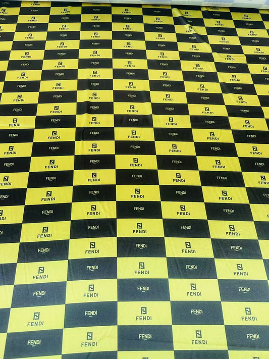Classic Fendi Satin Shiny Cloth Fabric For Handmade Sewing Scarf ,Clothing Shoes By Yard