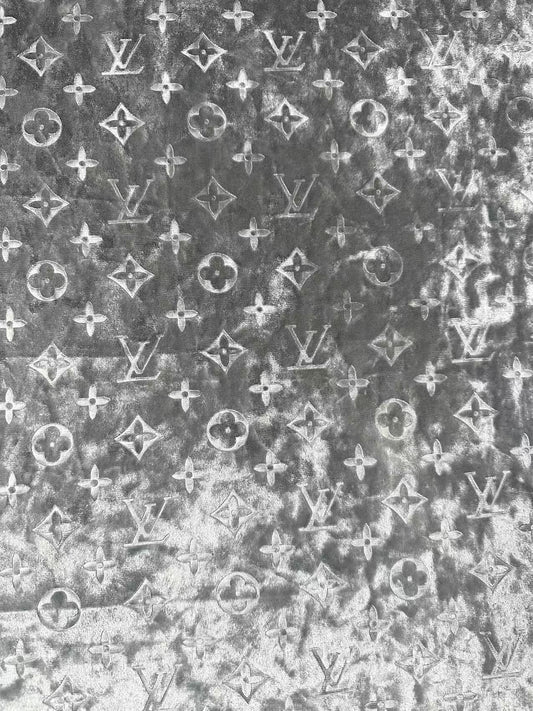 Popular Luxury LV Knitting Reflective Velvet Fabric For Handmade Sneaker,Dress Clothing and Apparel By Yard(Gray)