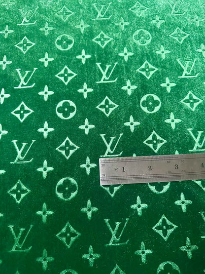 Popular Luxury LV Knitting Velvet Fabric For Handmade Sneaker,Car Upholstery and Apparel By Yard(Forest Green)