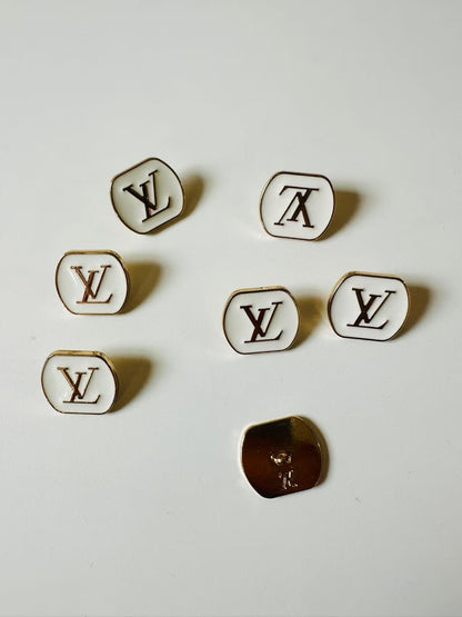 New 1 PC 18MM LV Handicraft Button Metal Material For Apparel(White)