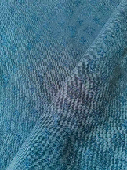 Craft Navy Blue LV Jacquard Denim Cloth Fabric For Handmade Apparel,Sneaker Goods By Yard