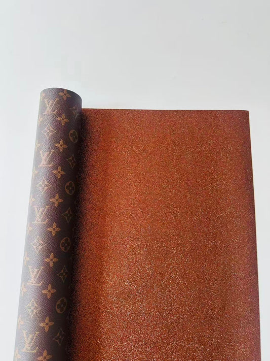 Classic LV Brown Glitter Background Leather For DIY Handicraft Goods