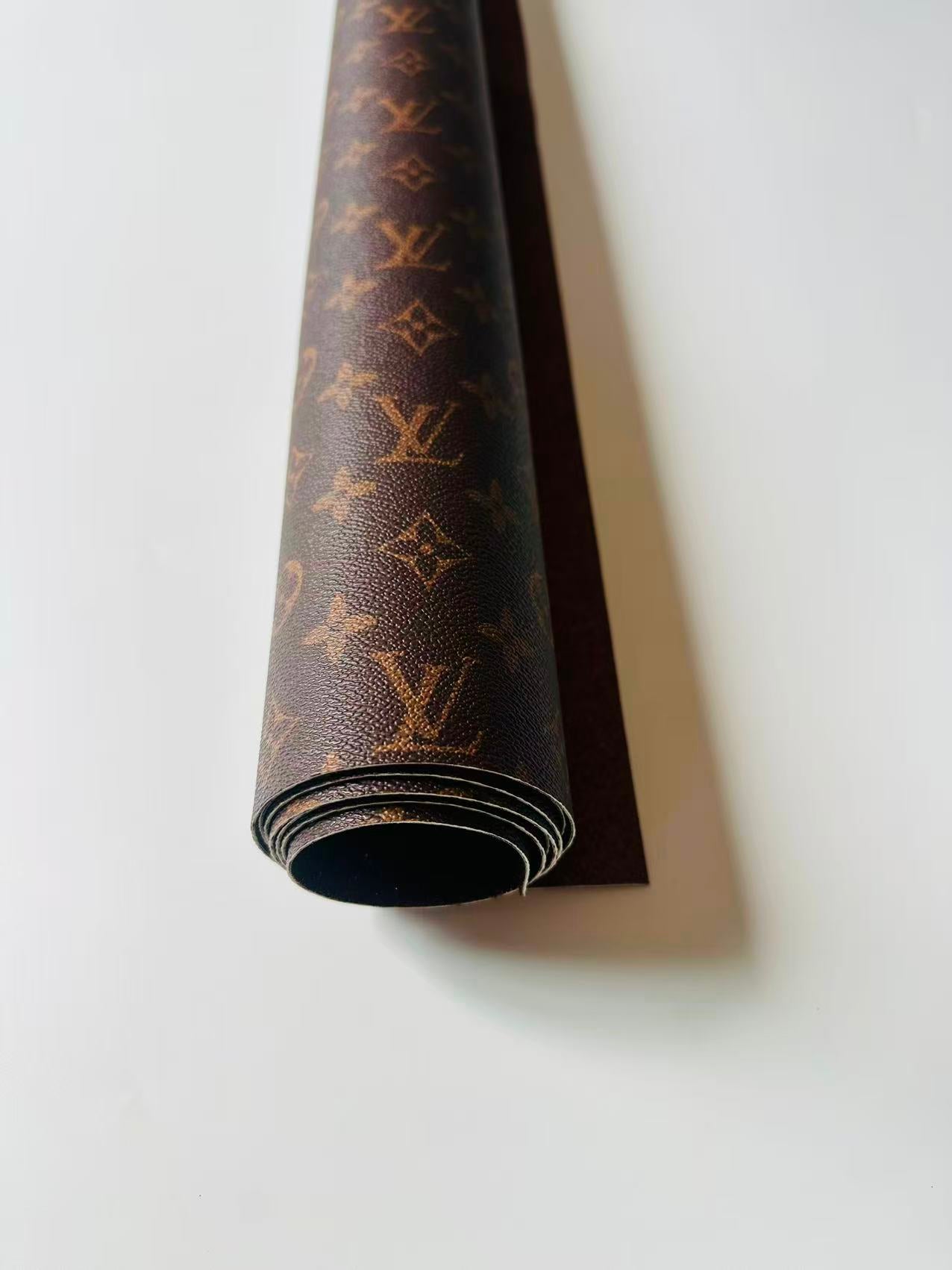 Classic LV Brown Glitter Background Leather For DIY Handicraft Goods
