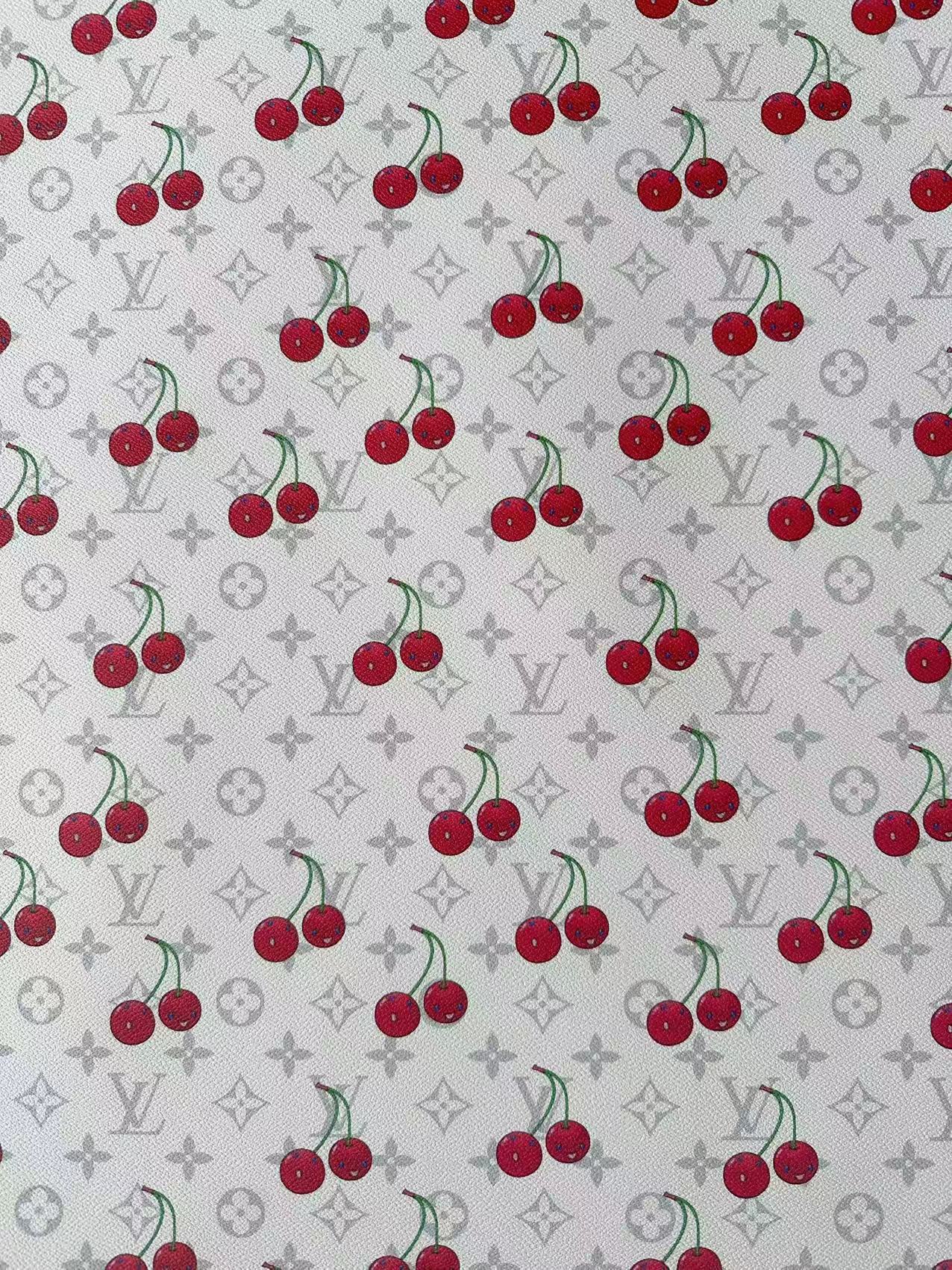 New White Cherry With LV Leather Fabric For Handmade shoes,Upholstery Handicraft Goods By Yard