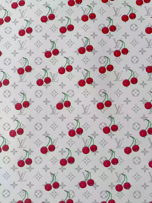 New White Cherry With LV Leather Fabric For Handmade shoes,Upholstery Handicraft Goods By Yard