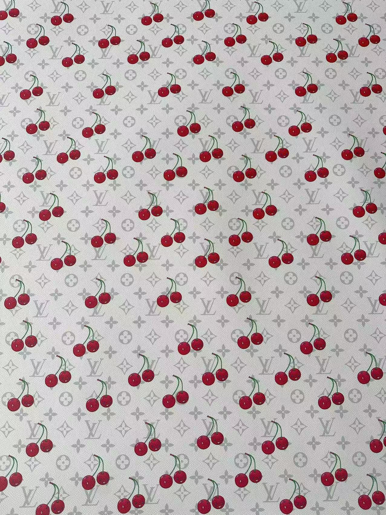 New White Cherry With LV Leather Fabric For Handmade shoes,Upholstery Handicraft Goods By Yard
