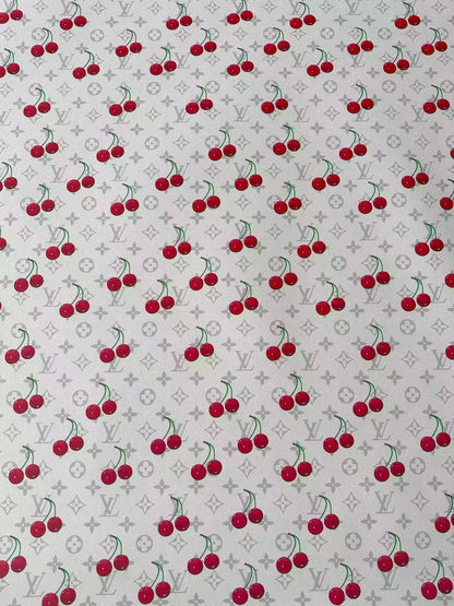 New White Cherry With LV Leather Fabric For Handmade shoes,Upholstery Handicraft Goods By Yard