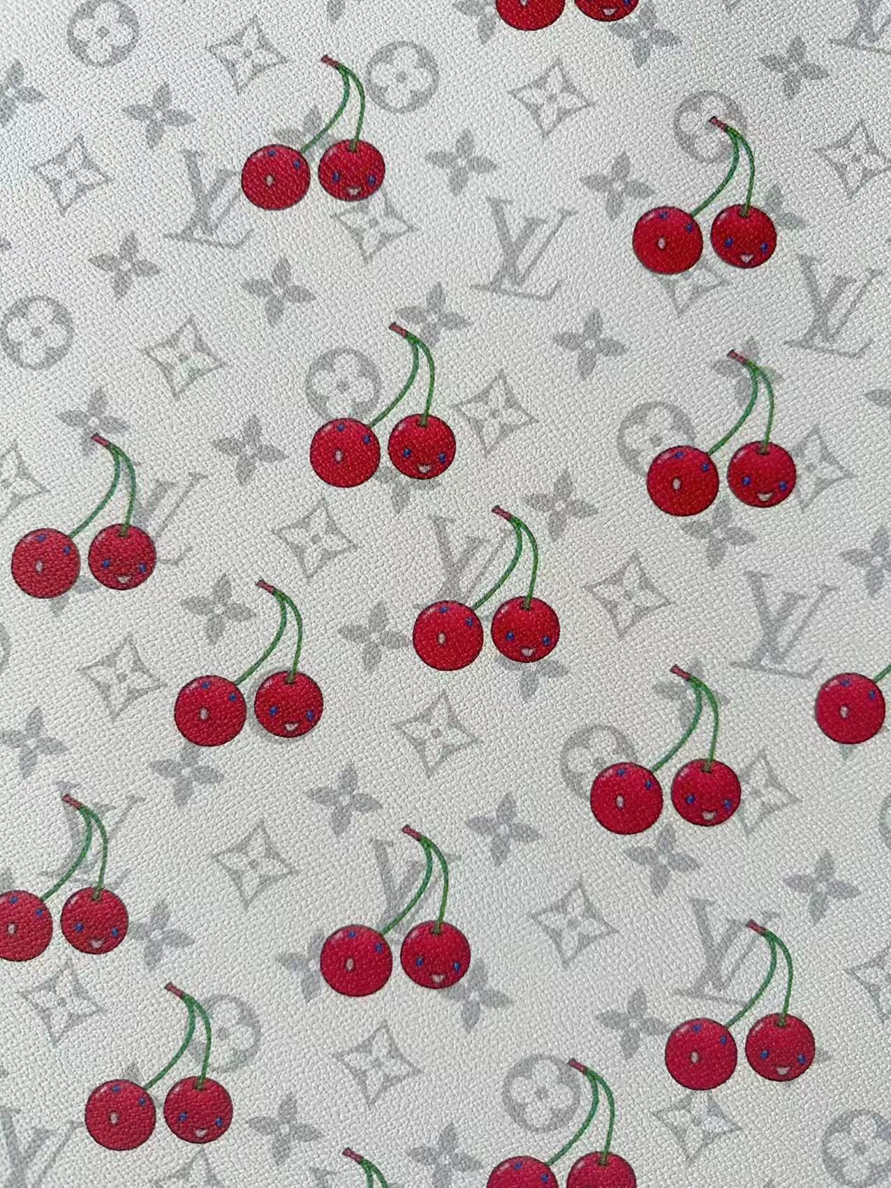 New White Cherry With LV Leather Fabric For Handmade shoes,Upholstery Handicraft Goods By Yard
