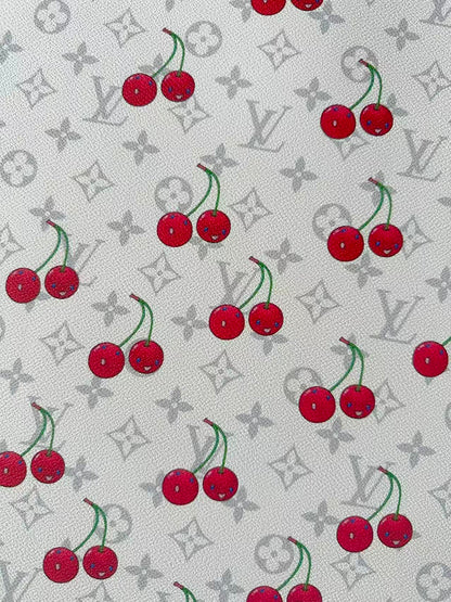 New White Cherry With LV Leather Fabric For Handmade shoes,Upholstery Handicraft Goods By Yard