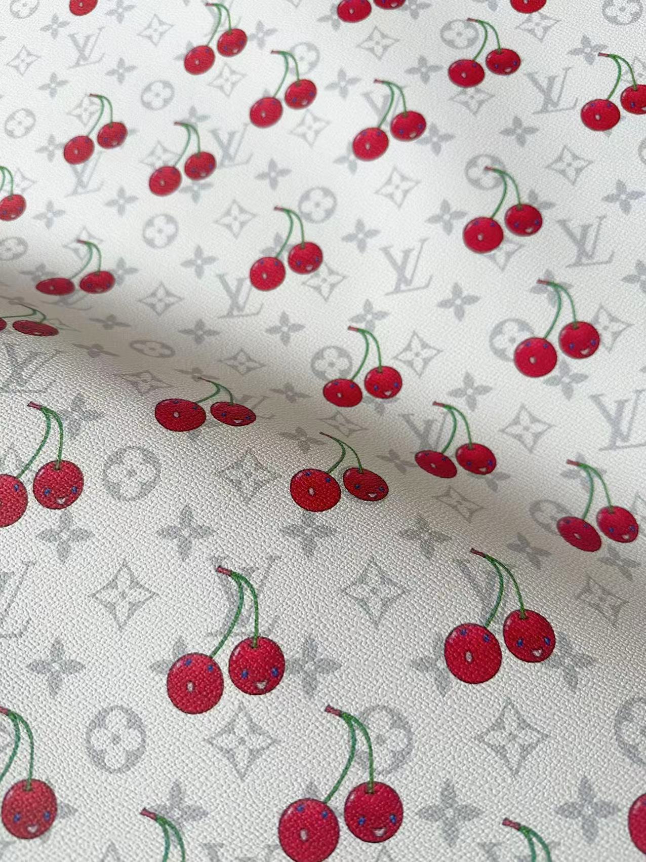 New White Cherry With LV Leather Fabric For Handmade shoes,Upholstery Handicraft Goods By Yard