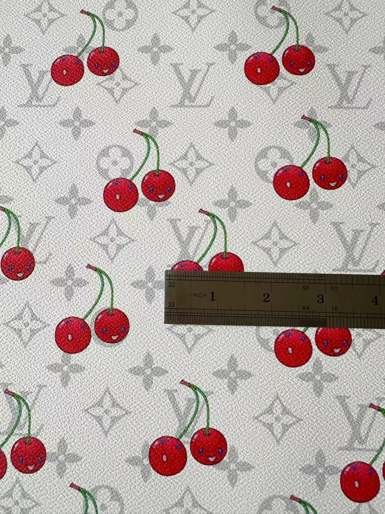 New White Cherry With LV Leather Fabric For Handmade shoes,Upholstery Handicraft Goods By Yard