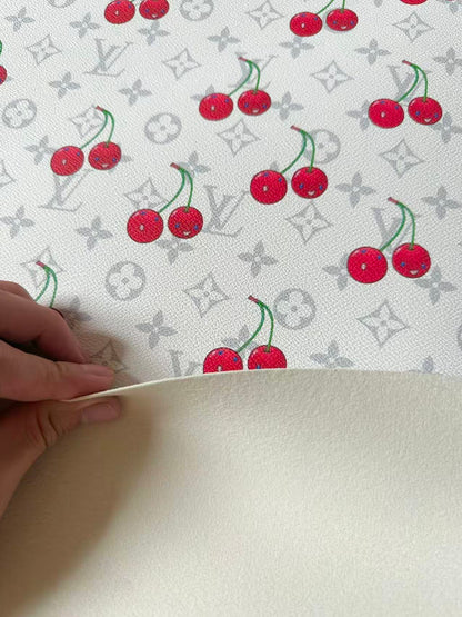 New White Cherry With LV Leather Fabric For Handmade shoes,Upholstery Handicraft Goods By Yard