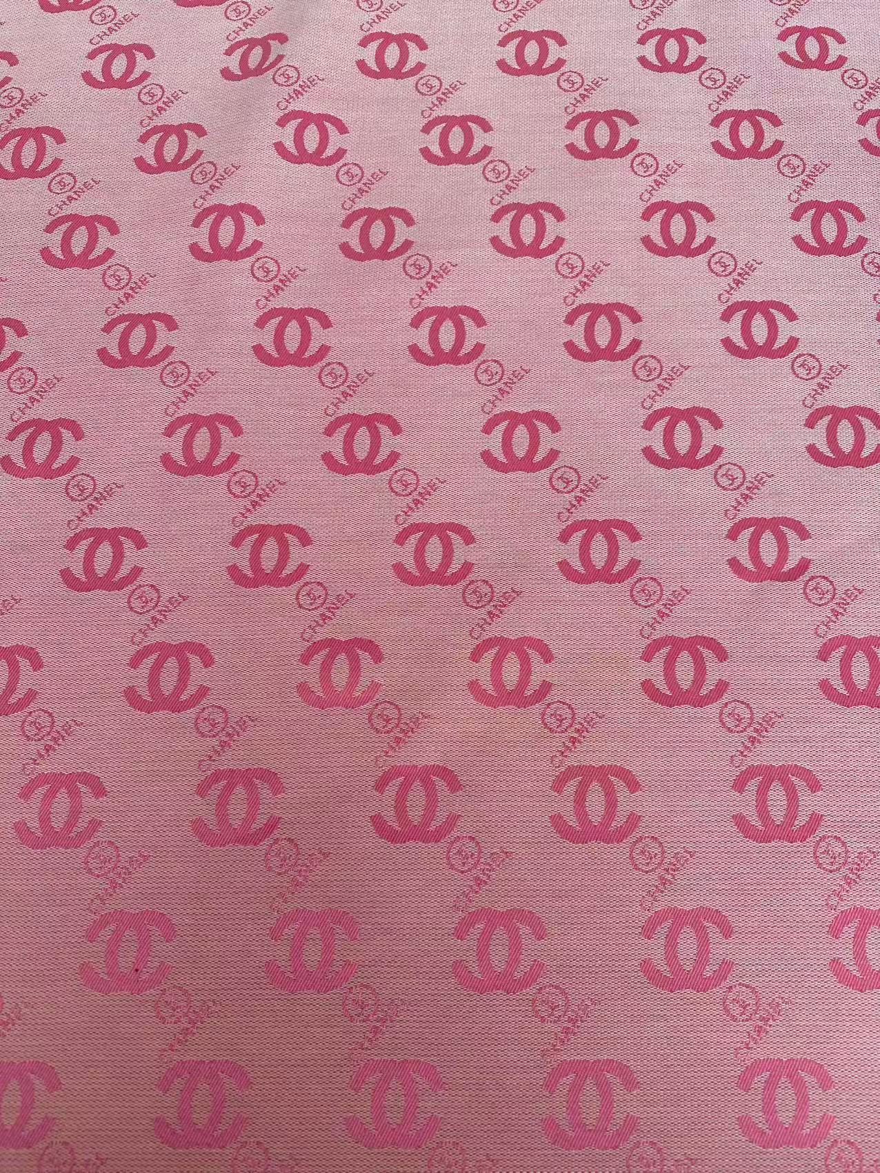 Classic Pink Chanel Jacquard Cloth Fabric For Handmade Clothing ,Bags ,Shoes, Hat Upholstery By Yards