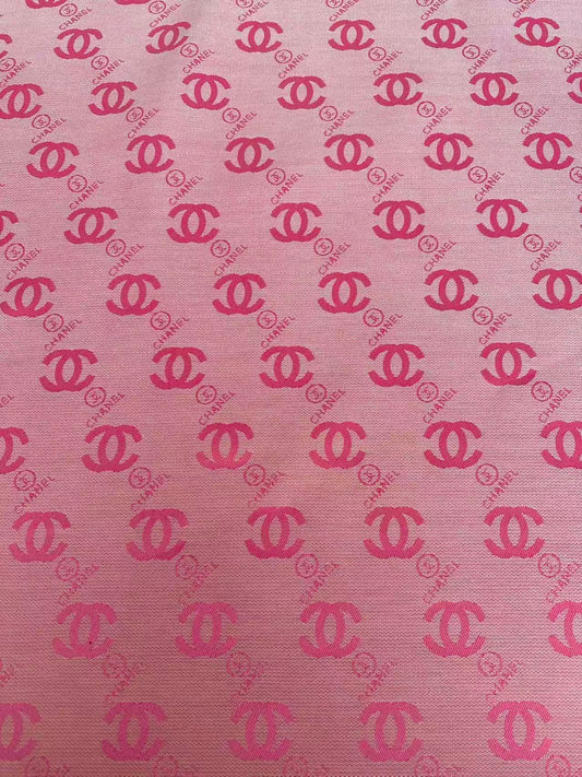 Classic Pink Chanel Jacquard Cloth Fabric For Handmade Clothing ,Bags ,Shoes, Hat Upholstery By Yards