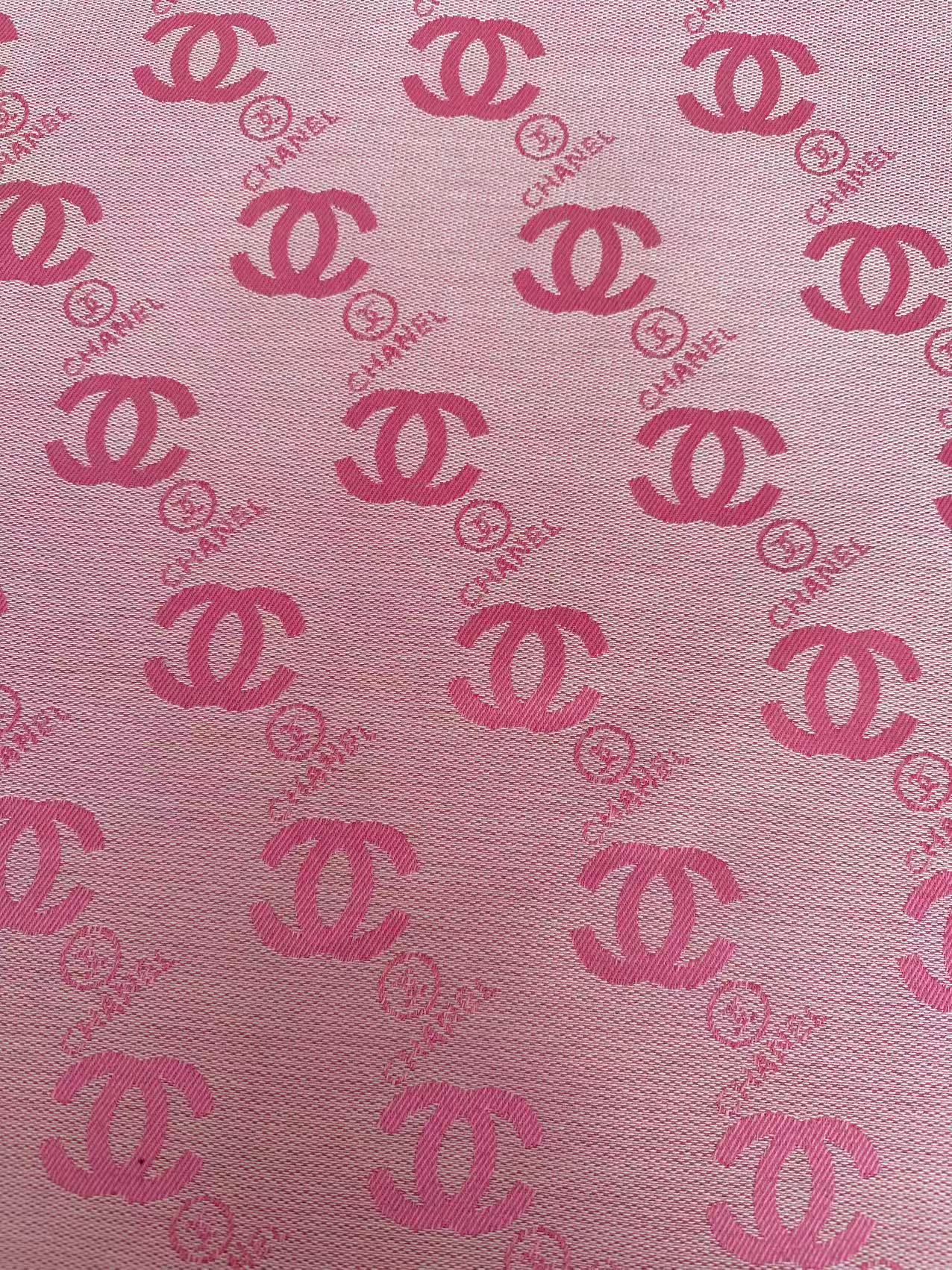 Classic Pink Chanel Jacquard Cloth Fabric For Handmade Clothing ,Bags ,Shoes, Hat Upholstery By Yards