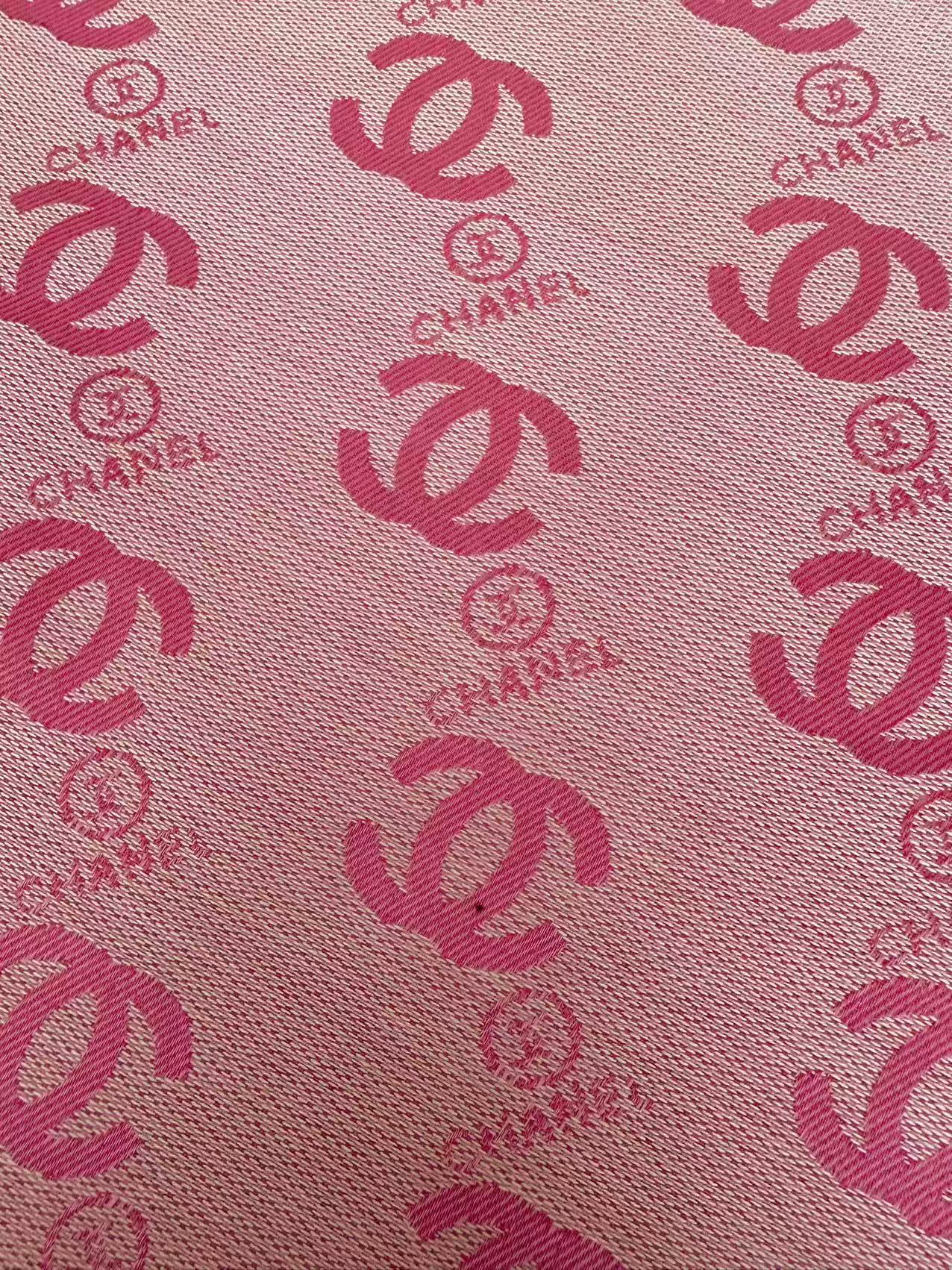Classic Pink Chanel Jacquard Cloth Fabric For Handmade Clothing ,Bags ,Shoes, Hat Upholstery By Yards
