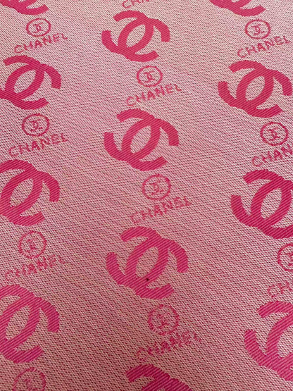 Classic Pink Chanel Jacquard Cloth Fabric For Handmade Clothing ,Bags ,Shoes, Hat Upholstery By Yards