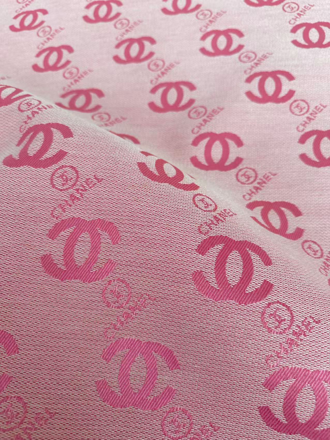Classic Pink Chanel Jacquard Cloth Fabric For Handmade Clothing ,Bags ,Shoes, Hat Upholstery By Yards