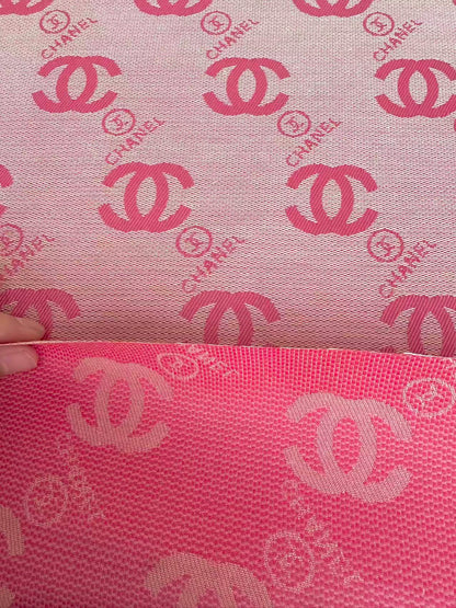 Classic Pink Chanel Jacquard Cloth Fabric For Handmade Clothing ,Bags ,Shoes, Hat Upholstery By Yards