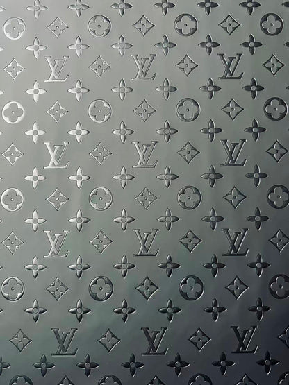 Fashion Smooth Design Black LV Embossed Leather Fabric For Handmade Sneaker,Upholstery,Bag Goods By Yard