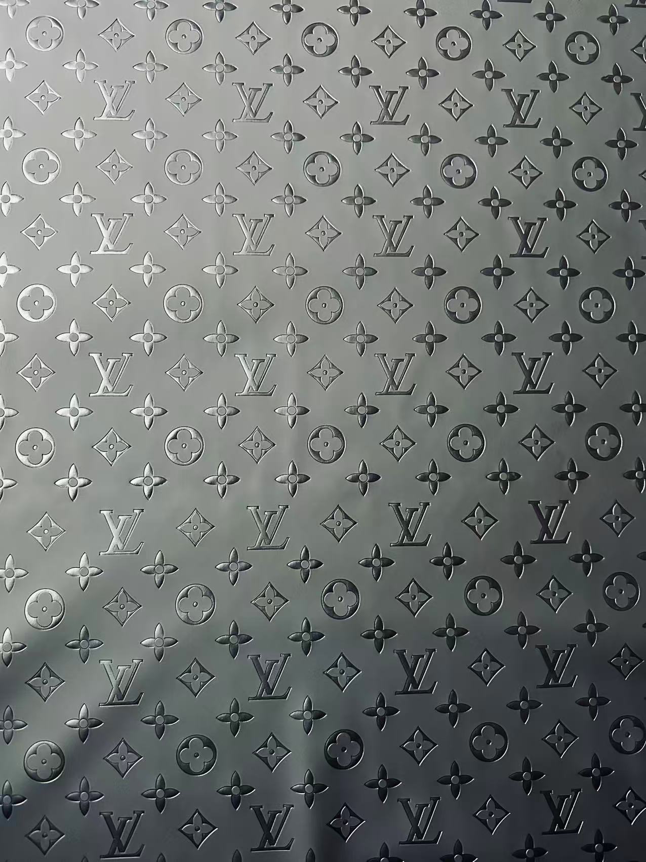 Fashion Smooth Design Black LV Embossed Leather Fabric For Handmade Sneaker,Upholstery,Bag Goods By Yard