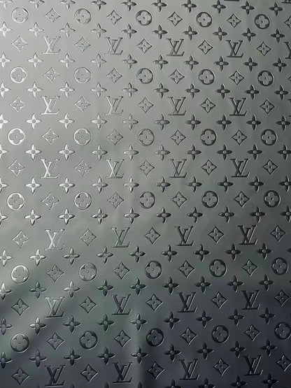 Fashion Smooth Design Black LV Embossed Leather Fabric For Handmade Sneaker,Upholstery,Bag Goods By Yard