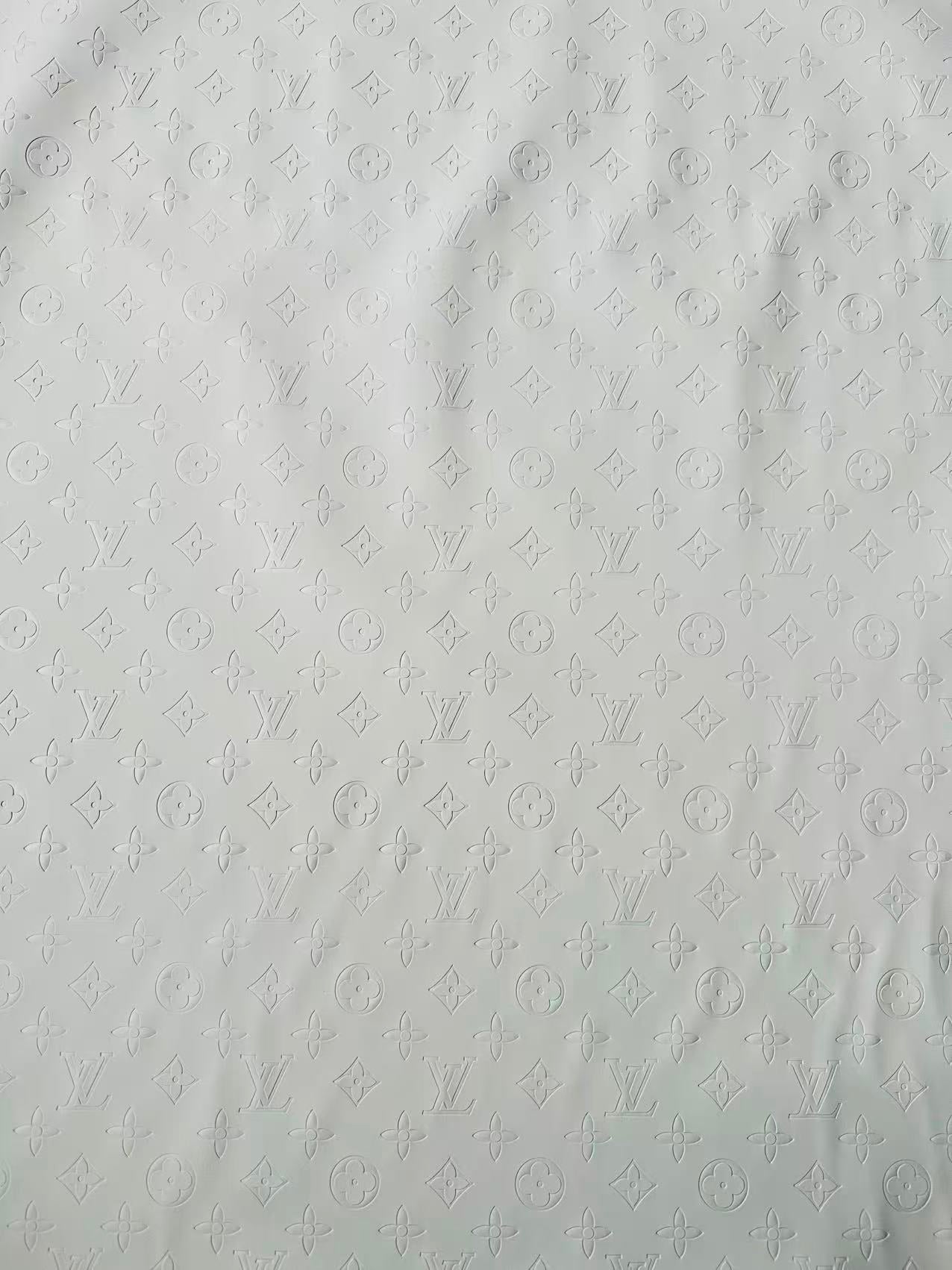 Fashion Smooth Design White LV Embossed Leather Fabric For Handmade Sneaker,Upholstery,Bag Goods By Yard