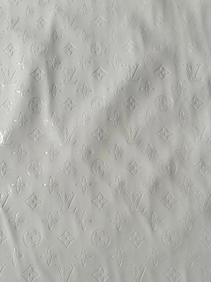 Bright White Embossed LV Lacquer Leather For Handmade shoes,bags ,furniture customized By Yards