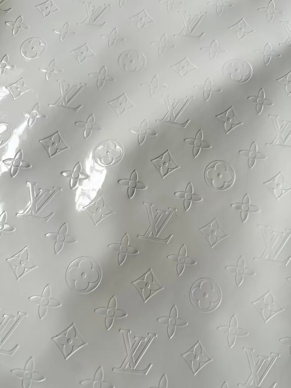 Bright White Embossed LV Lacquer Leather For Handmade shoes,bags ,furniture customized By Yards